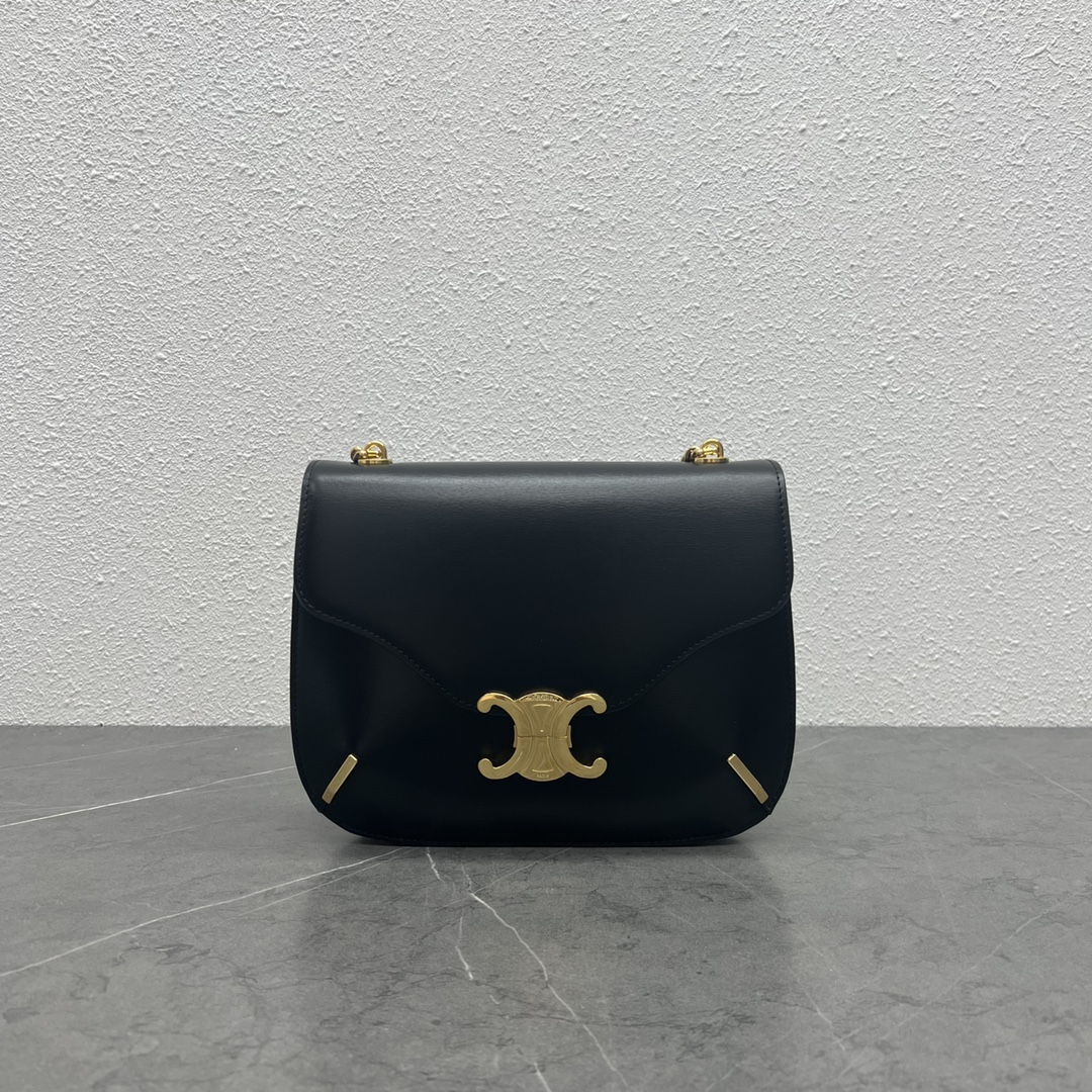 Celine Triumphal Arch Chain Square Bag In Smooth Calfskin Black 199273